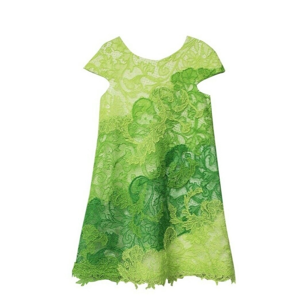 NEW Tadashi Shoji Kids Paisely Lace Dress in Green/Wihte [Girls SZ‎ 12 ]